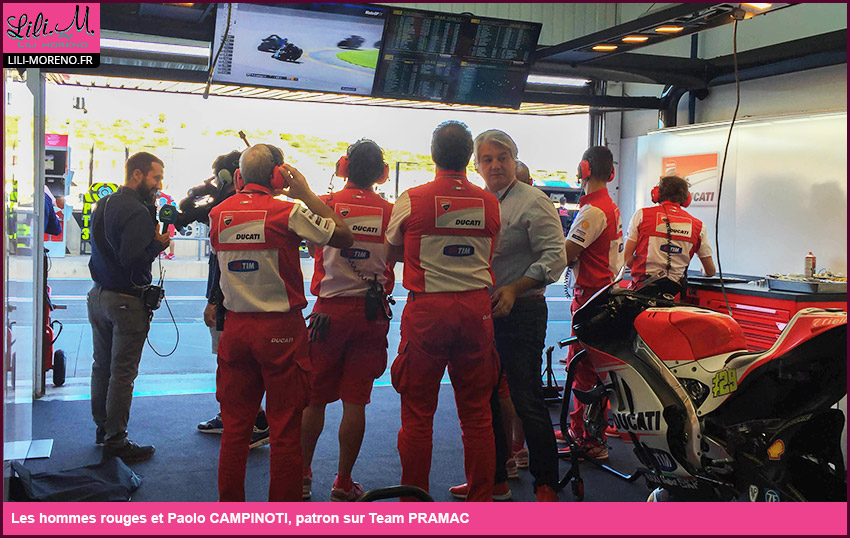 Les hommes rouges et Paolo CAMPINOTI, TEAM PRAMAC